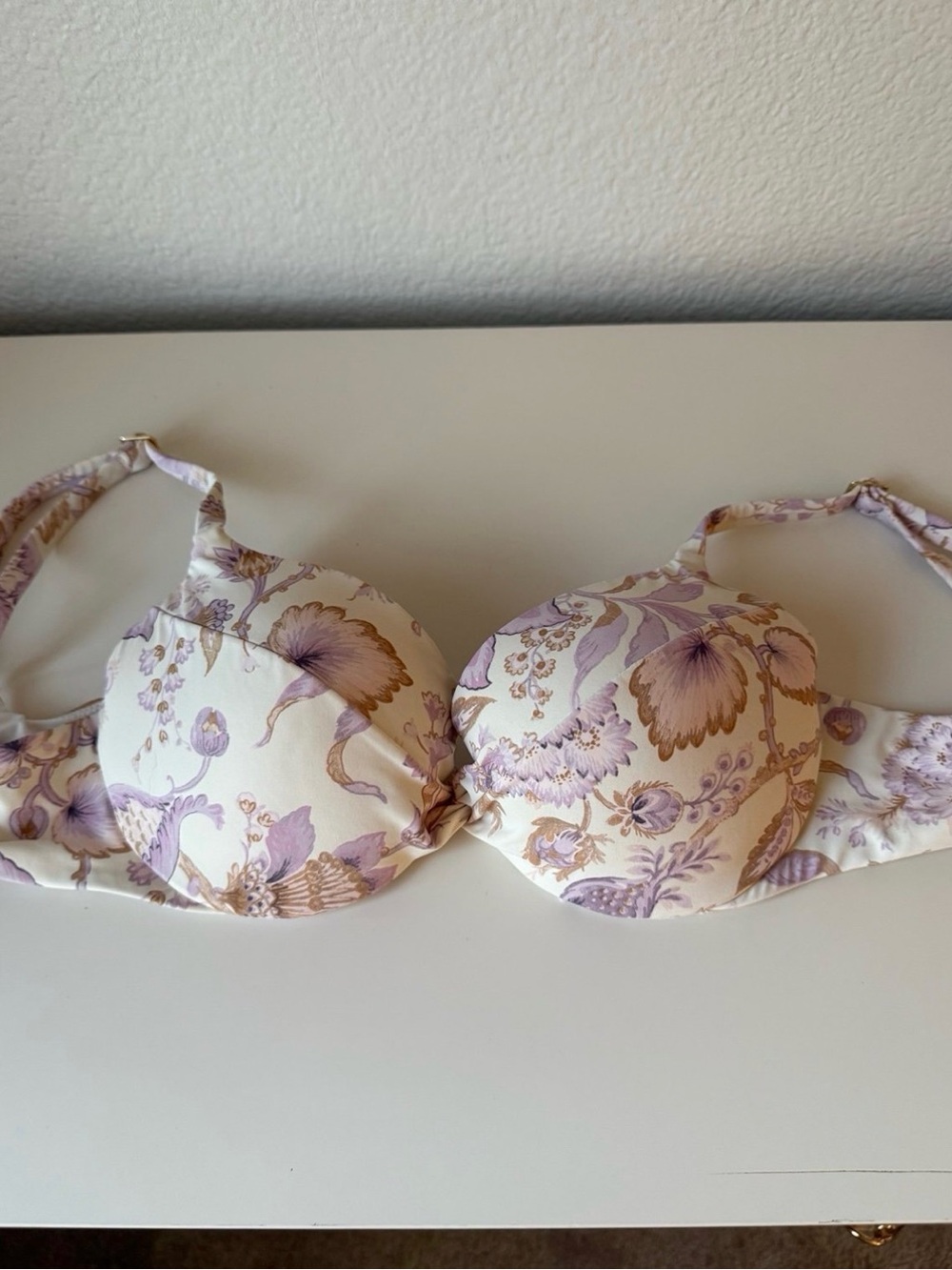 Victoria's Secret Lavender and Cream Floral Push-Up Bikini Top